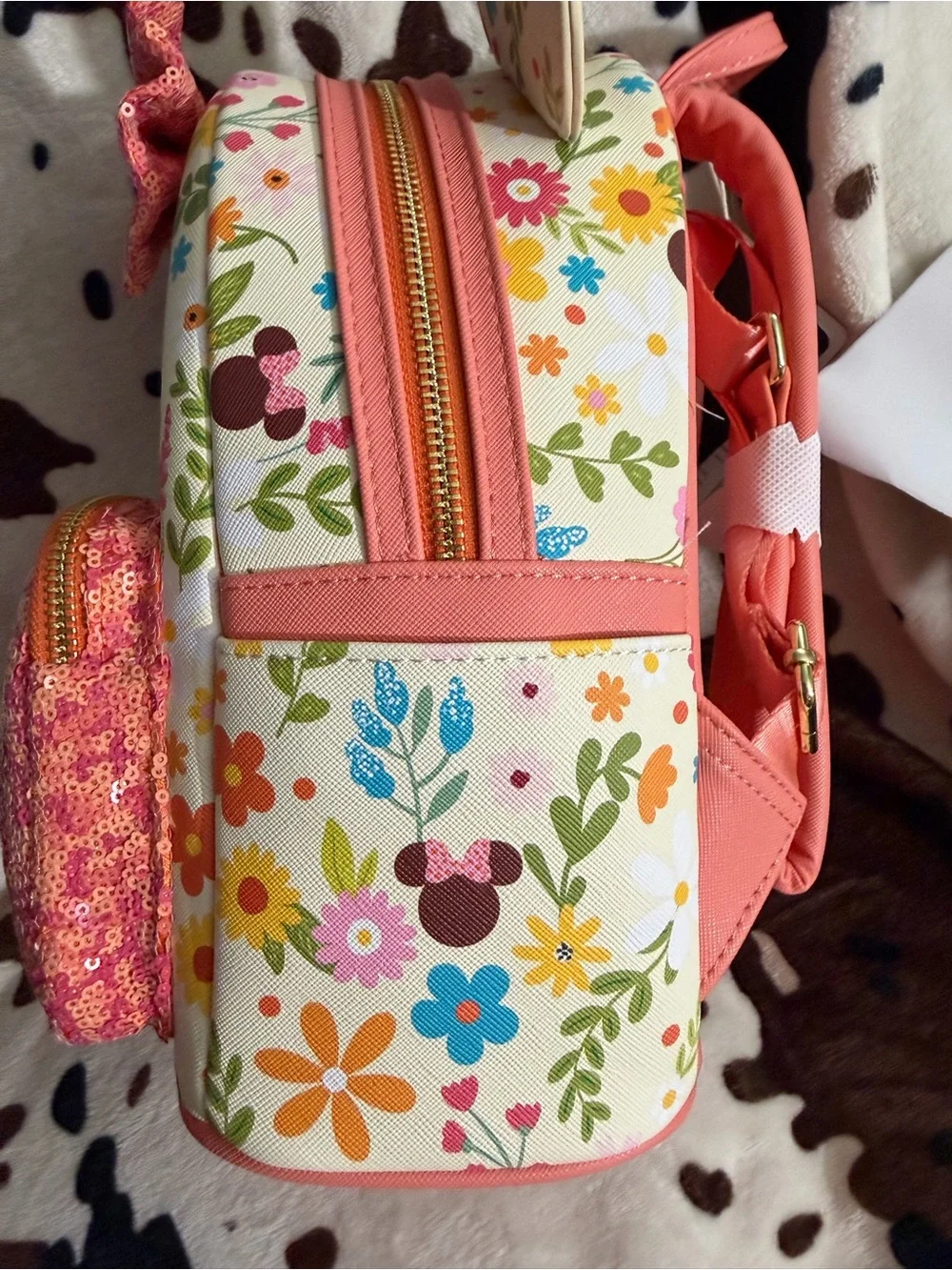 Disney x Loungefly Kids Floral Sequin Bow Mini Backpack - Pink